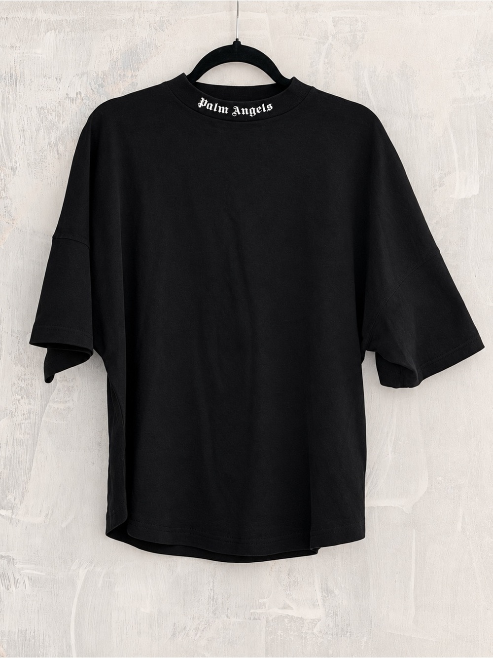 Palm Angels Black Oversized Logo Crewneck Tee